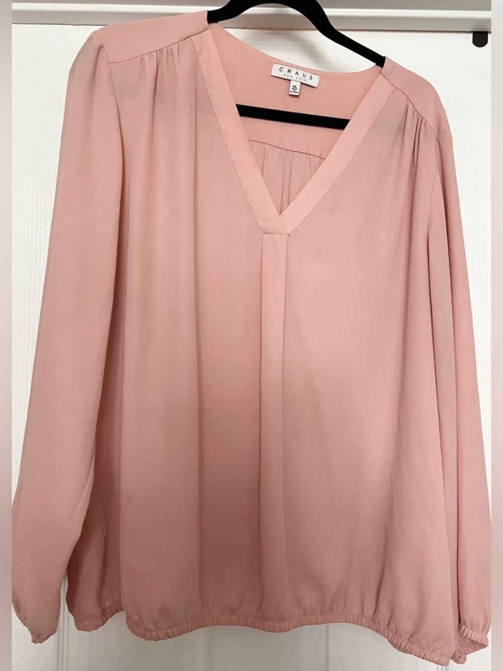 CHAUS Pink V-Neck Blouse - XL